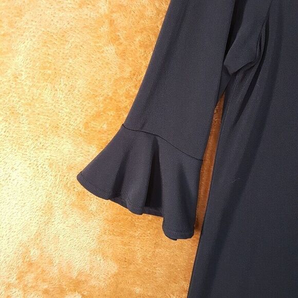 BCBG Womens Dress Small Black Shift Bell Sleeve Keyhole LBD Jersey Stretch - Picture 3 of 8